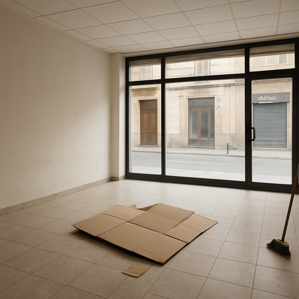Local comercial vacío tras retirar mobiliario y enseres